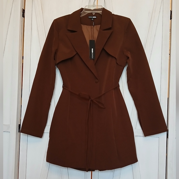 Fashion Nova Anabel Brown Blazer Romper  - L - Picture 2 of 9